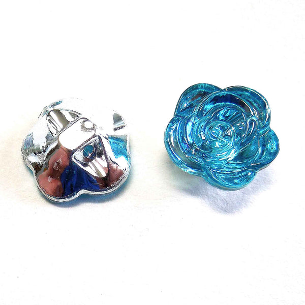 12mm Rose Buttons - Blue - Trimits - Pack of 10
