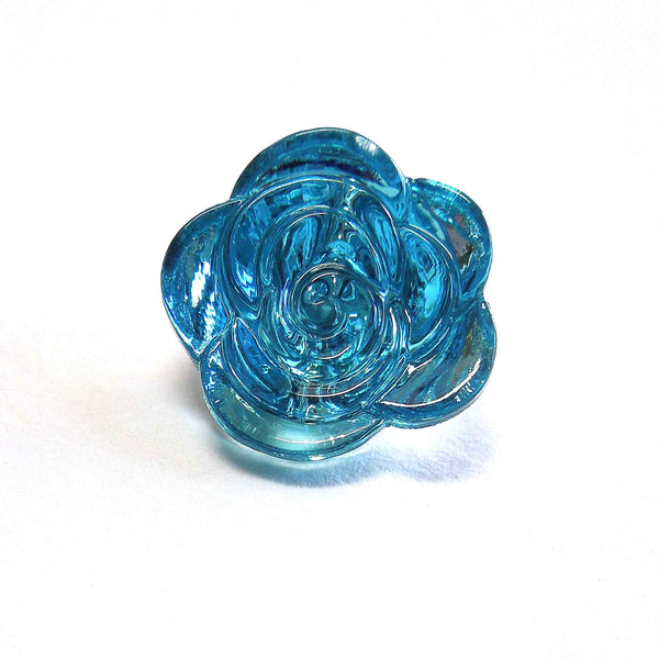 12mm Rose Buttons - Turquoise - Trimits - Pack of 10