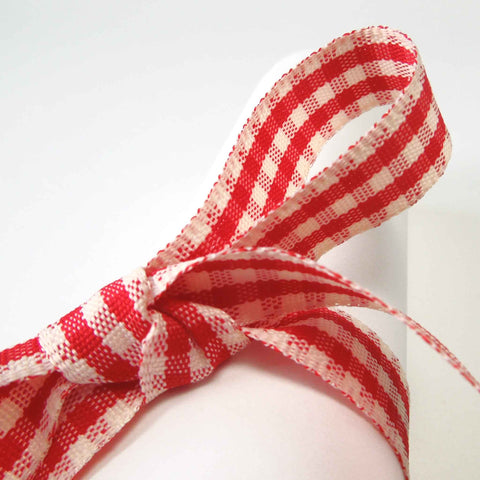 Rustic Gingham Ribbon - Red - Berisfords - 15mm - 25mm