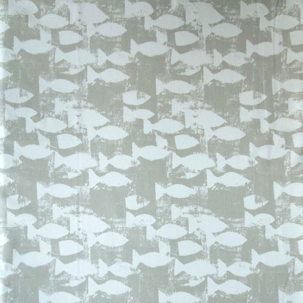 Shoal - Pebble Grey Fish - Cotton Furnishing Fabric - Prestigious Textiles