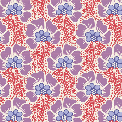 Tilda Ocean Flower Coral Cotton Fabric - Cotton Beach Collection, Tilda 100325