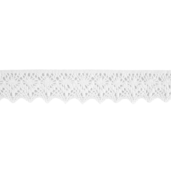50mm Flat Cotton Scalloped Lace - White