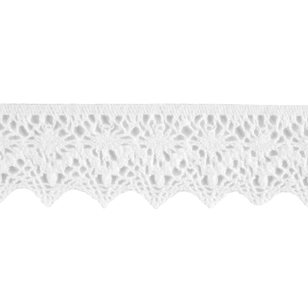 50mm Flat Cotton Scalloped Lace - White