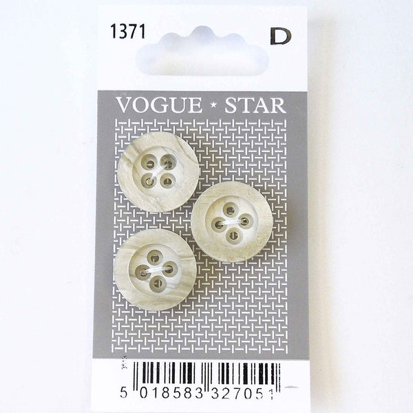 Vogue Star Buttons - Grey - 17mm - Pack of 3 - VS1371