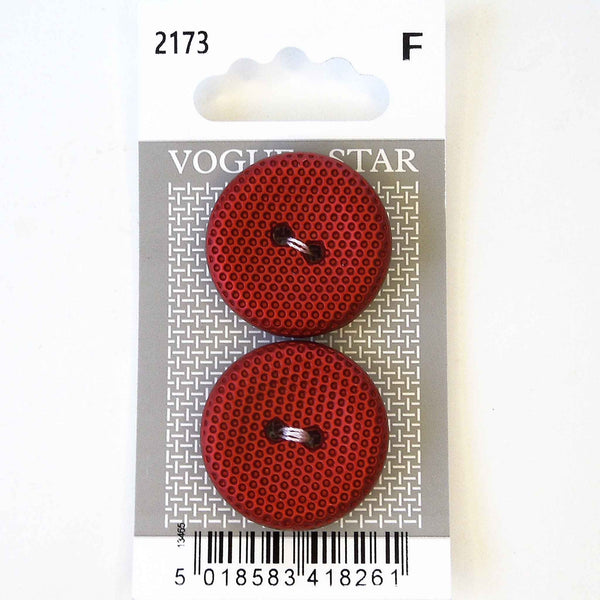 Vogue Star Buttons - Red Textured - 27mm - Pack of 2 - VS2173