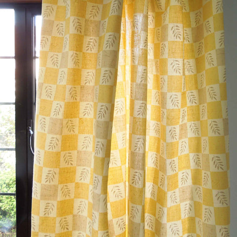 Yellow Foliage and Squares Furnishing Fabric - Sweet Cicely