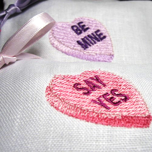 Lavender Love Heart Sachet - Say Yes - Handmade in White Linen
