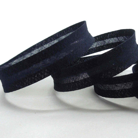 15mm Plain Bias Binding - Navy Blue - Single Fold