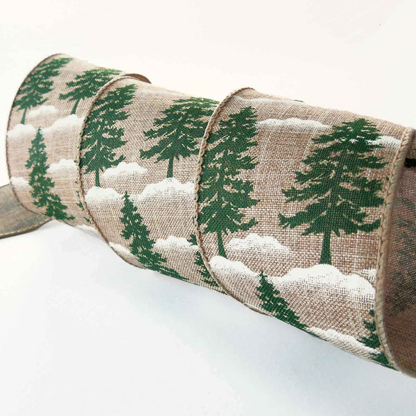 63mm Christmas Festive Trees - Wired Ribbon