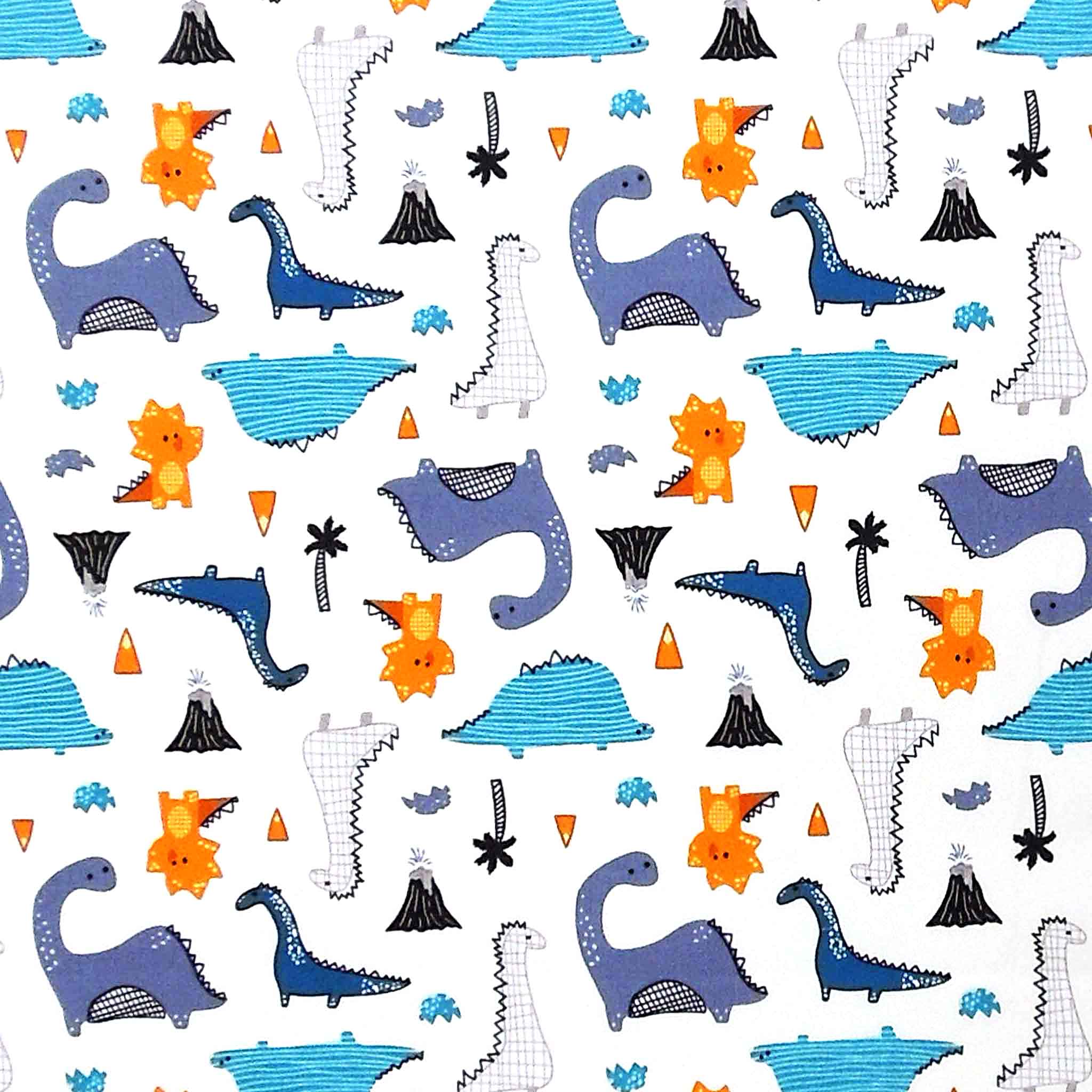 Dinosaurs Cotton Poplin Fabric - White - Rose & Hubble