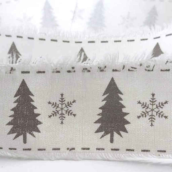 45mm White Christmas Tree and Snowflake Cotton Ribbon