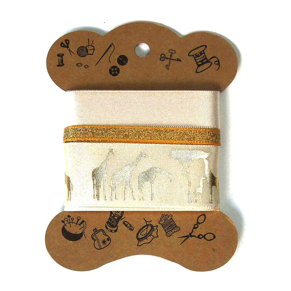 Gold Giraffe Metallic Ribbon Collection - Berisfords - 3.15 metres