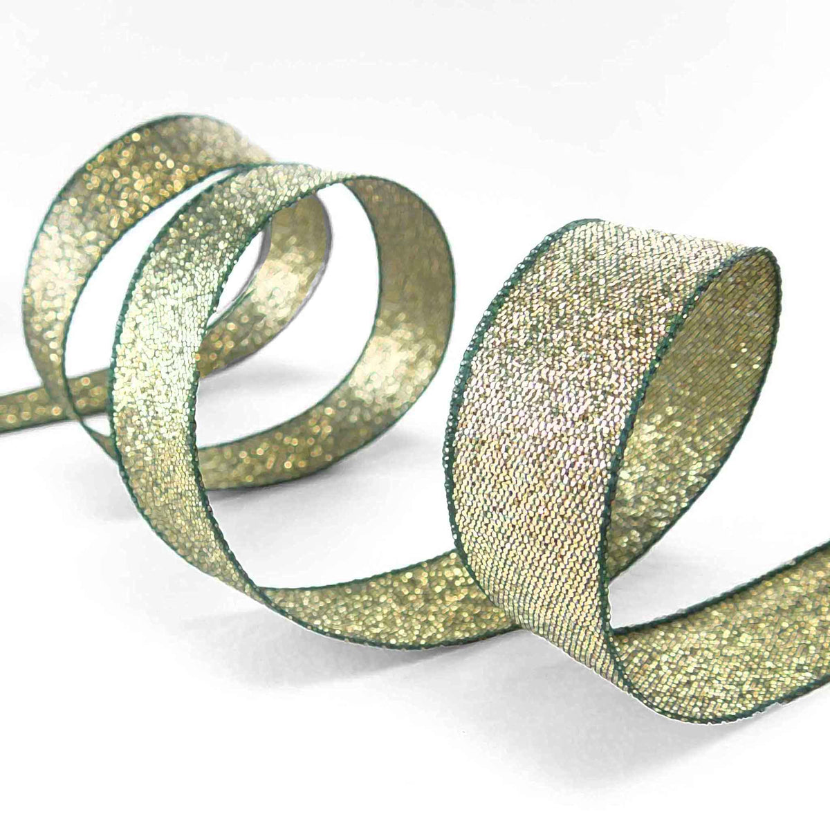 15mm Razzel Ribbon - Green and Gold - Berisfords – Fabric and Ribbon