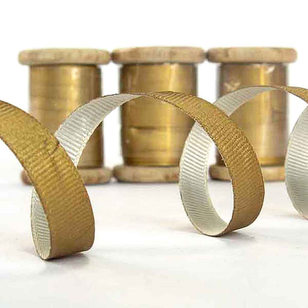 10 mm Gold Ribbon on Wooden Bobbin - 3 Metres