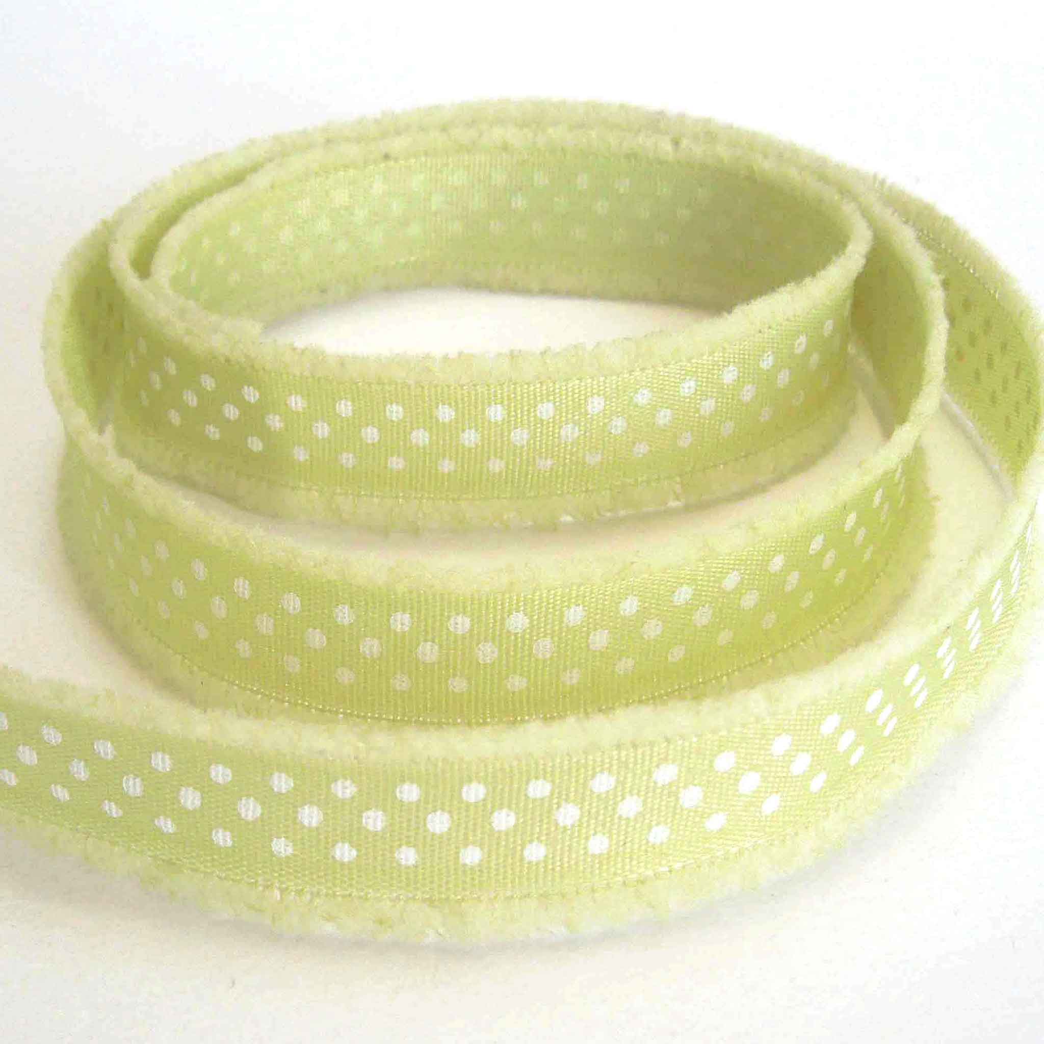18mm Frayed Edge Dot Ribbon - Green