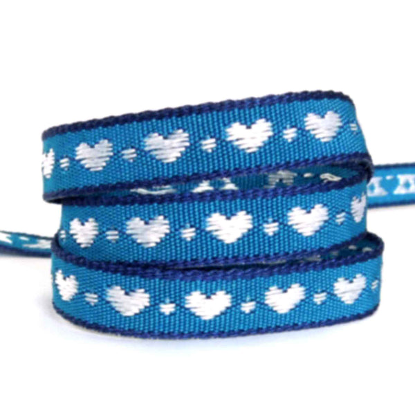 10mm Little Hearts Woven Ribbon -Navy Blue with White Hearts - Berisfords
