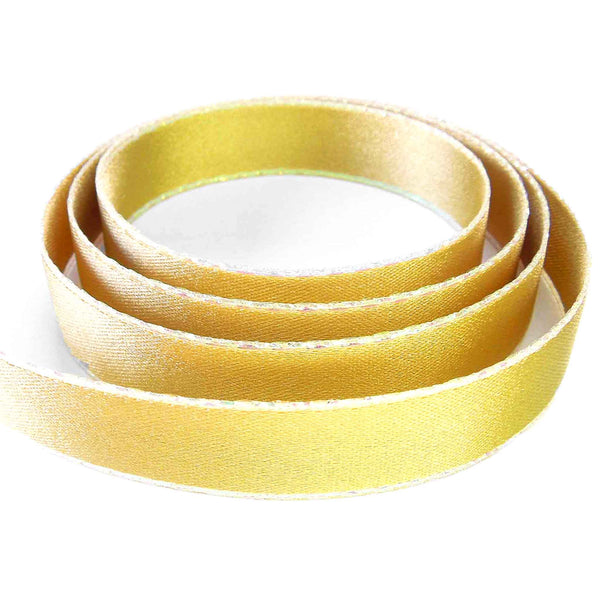 Silver Metallic Edge Satin Ribbon- Honey Gold - Berisfords - 7mm