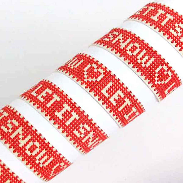 15mm Red Let It Snow Christmas Cotton Ribbon