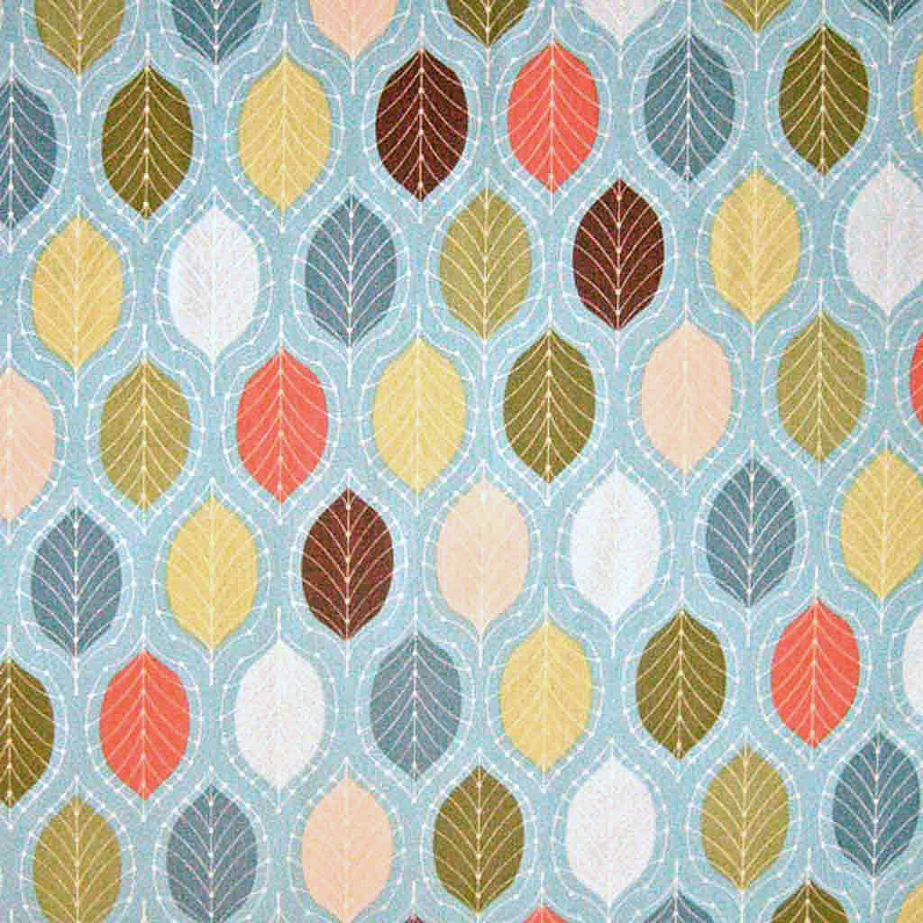 Leaves on Blue Cotton Fabric - Timeless Treasures - Lindsay Collection