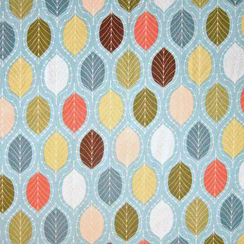 Leaves on Blue Cotton Fabric - Timeless Treasures - Lindsay Collection