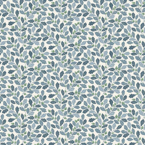 Blue Oak Leaves Cotton Fabric - Makower 2532/B - Heather and Sage Collection