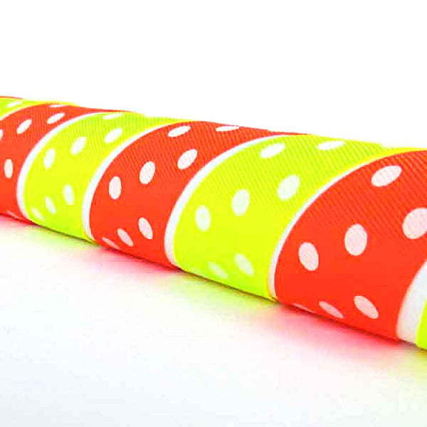 25mm Spotty Fluorescent Polka Dot Ribbon - Orange - Berisfords