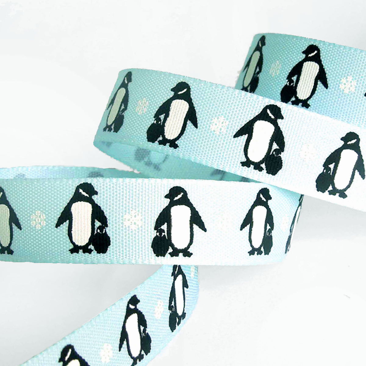 Christmas Penguins Ribbon - Ice Blue - Berisfords - 15mm – Fabric and ...