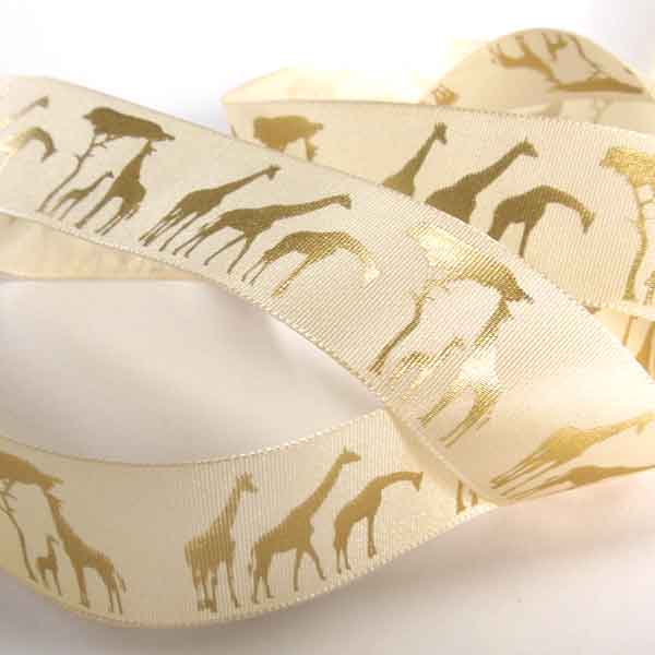 Gold Giraffe Metallic Ribbon Collection - Berisfords - 3.15 metres