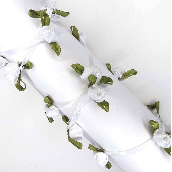 4mm White Continuous Rose Ribbon with 10mm Ribbon Roses