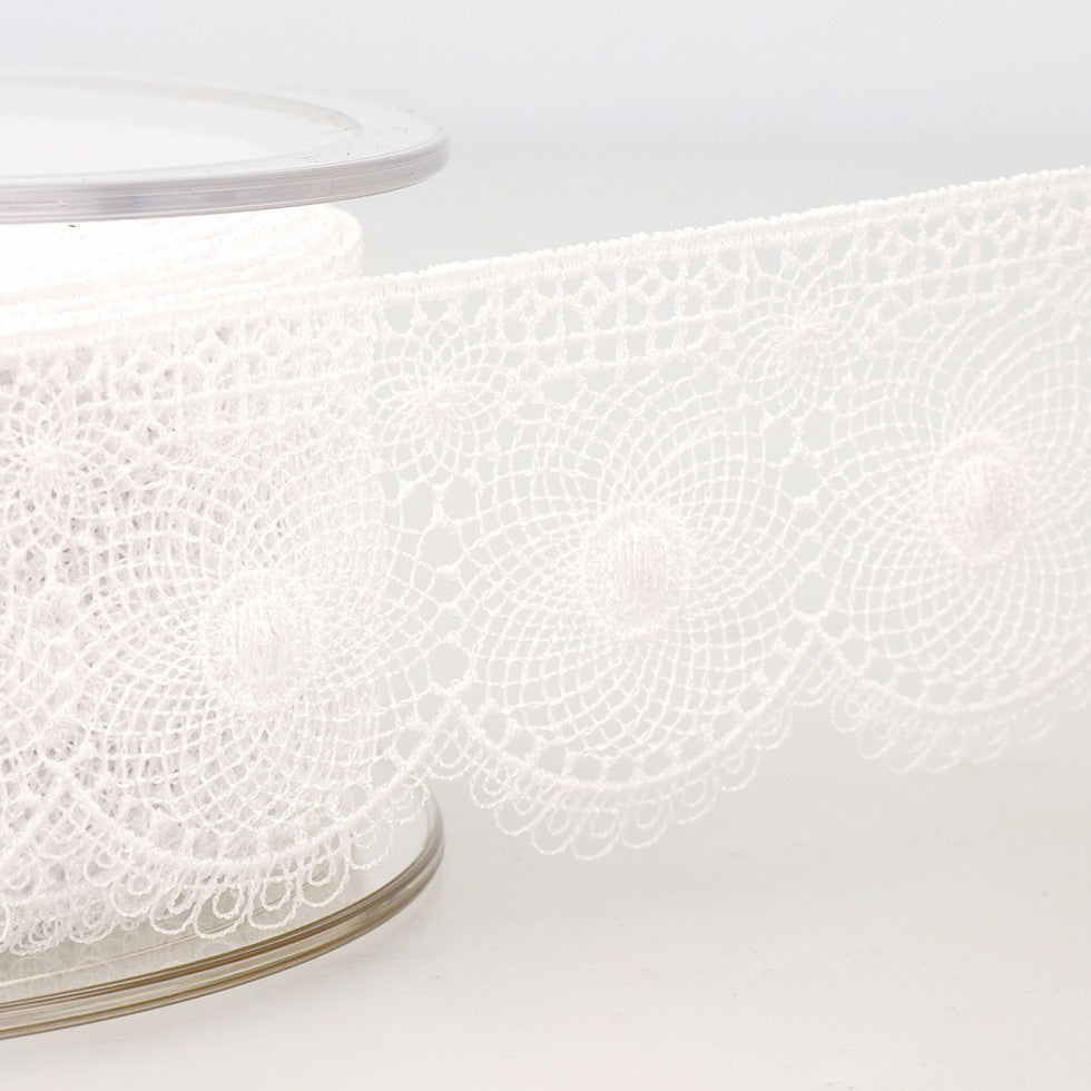 40mm Embroidered Lace Tulle - Ecru - Stephanoise