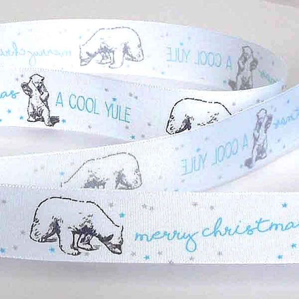 25mm A Cool Yule Polar Bear Christmas Ribbon - Berisfords