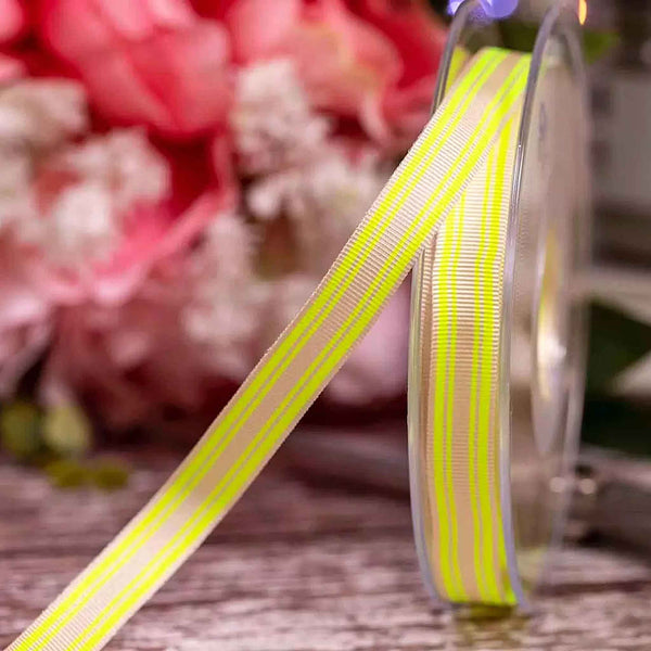 10mm Neon Stripe Fluorescent Ribbon - Yellow - Berisfords