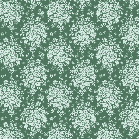 Audrey Ocean Green Cotton Fabric, Spring Diaries Collection, Tilda 481087