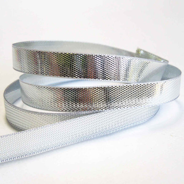 10mm Silver Lame Smooth Ribbon - Berisfords