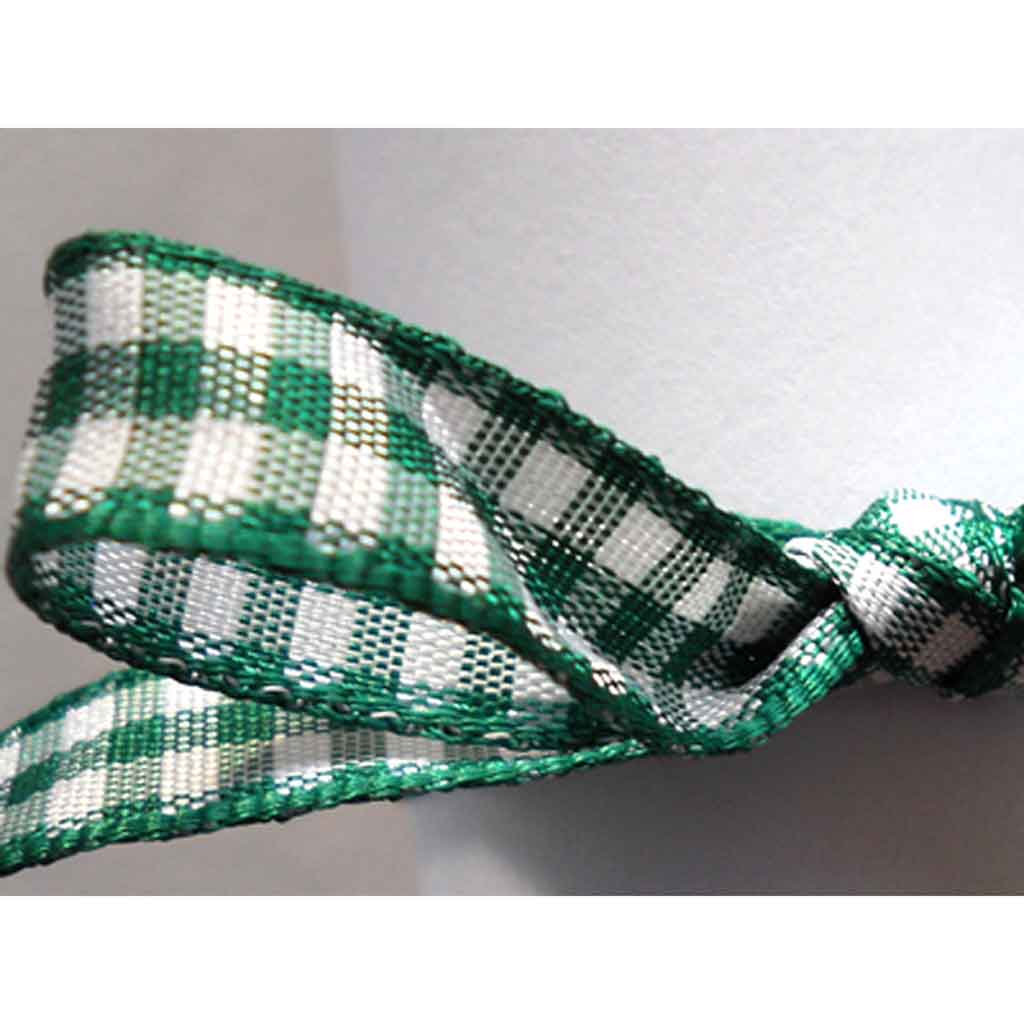 Gingham Ribbon - Hunter Green - Dark Green - Berisfords - 10mm