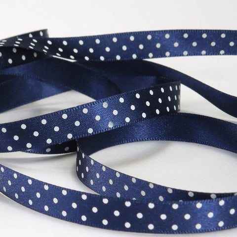 Micro Dot Ribbon - Navy Blue - Berisfords - 10mm