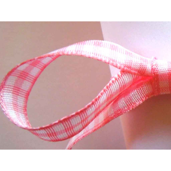 Gingham Ribbon - Rose Pink - Berisfords - 10mm