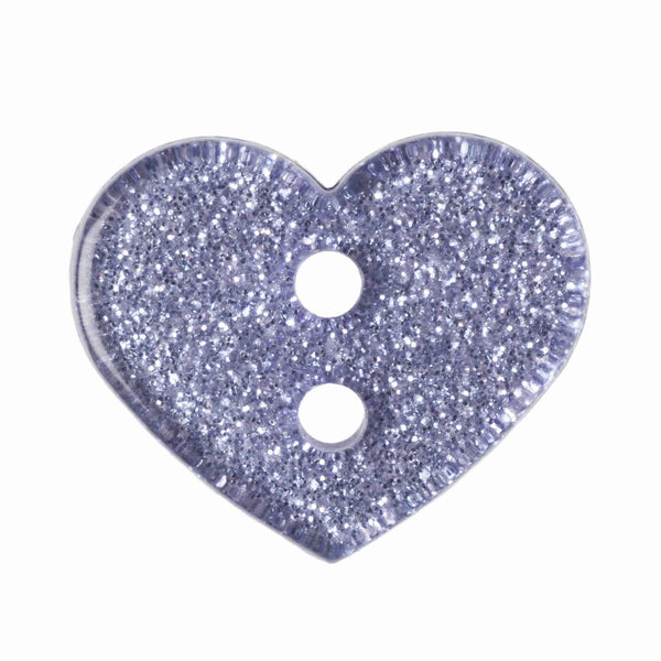 13 mm Lilac Glitter Heart Trimits 2 Hole Buttons, Pack of 10