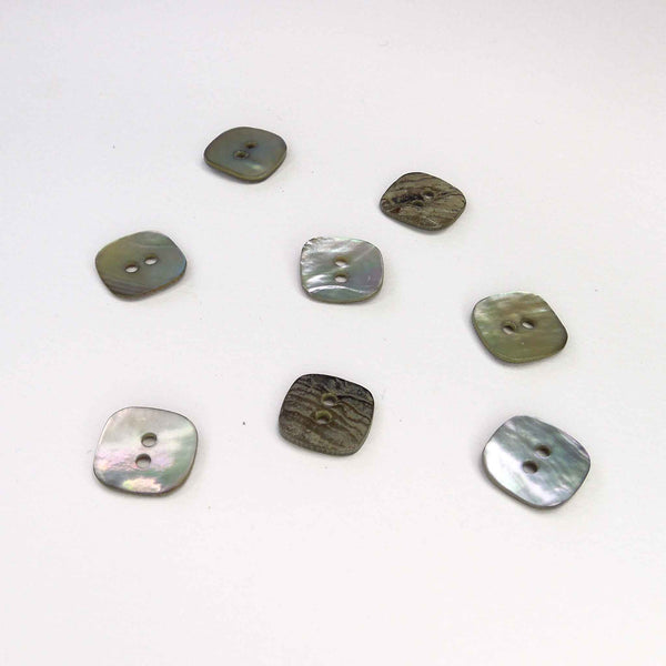 13mm Square Natural Shell 2 Hole Buttons - Pack of 8