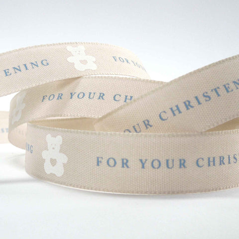 15mm For Your Christening Ribbon Baby Blue - Berisfords