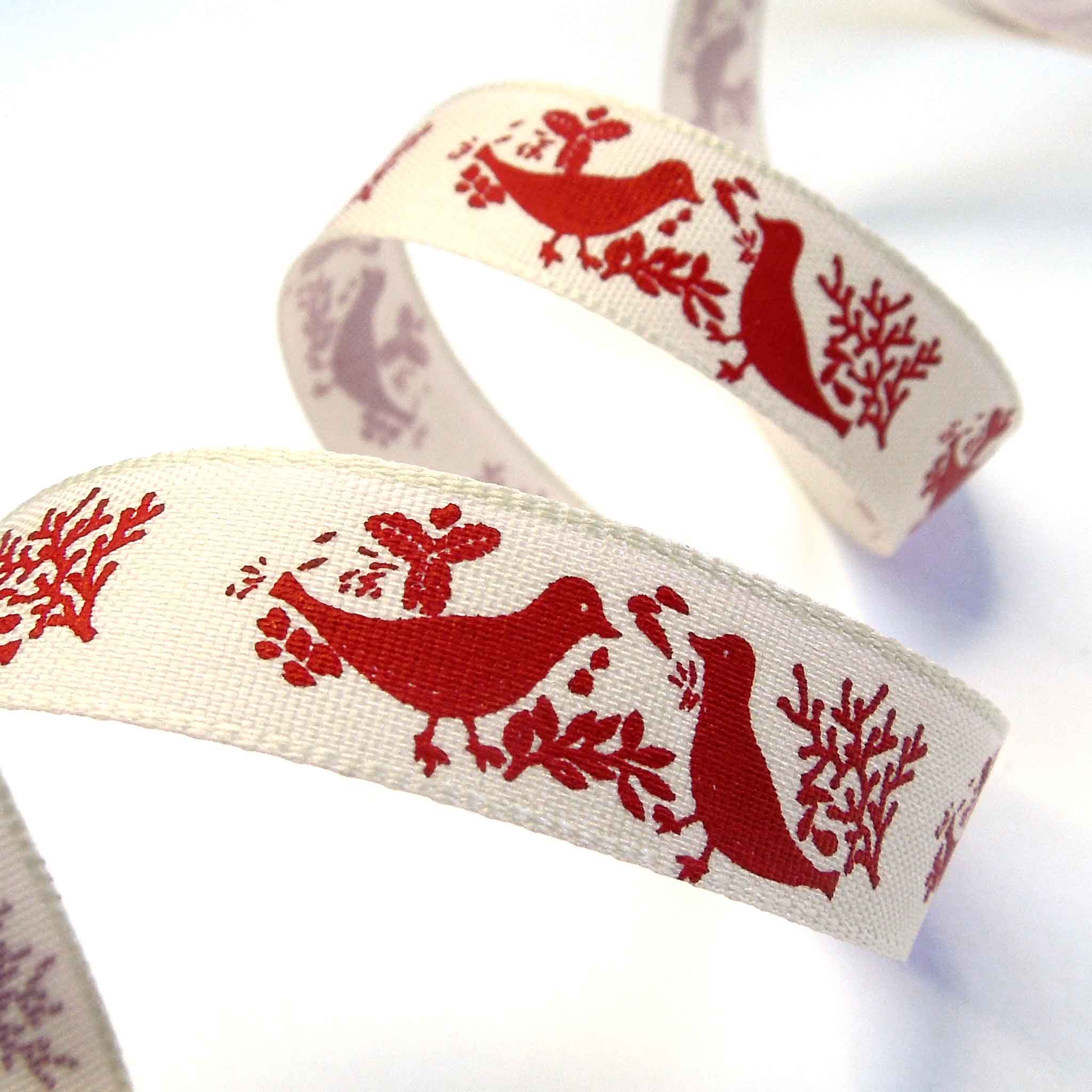 15mm Turtle Dove Red Ribbon by Berisfords
