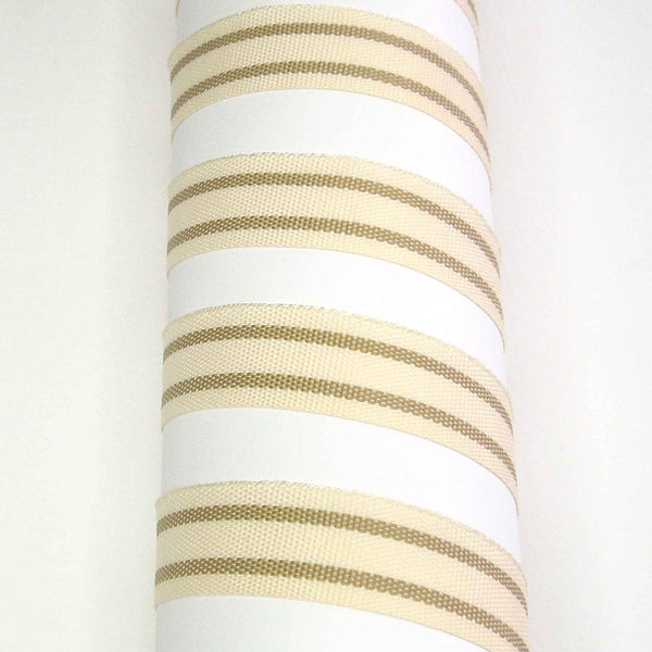 15mm Tea Towel Stripe Oatmeal Ribbon