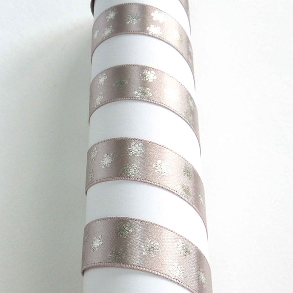 15mm Metallic Polka Flakes Ribbon Silver Grey/Silver - Berisfords