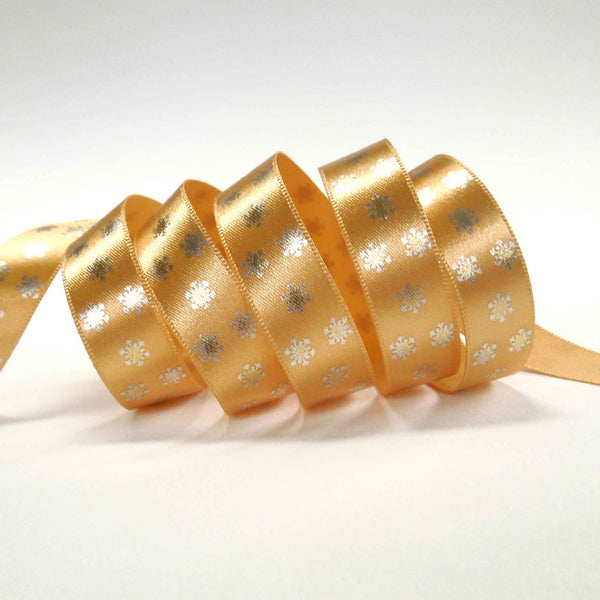 15mm Metallic Polka Flakes Ribbon Honey Gold/Gold - Berisfords