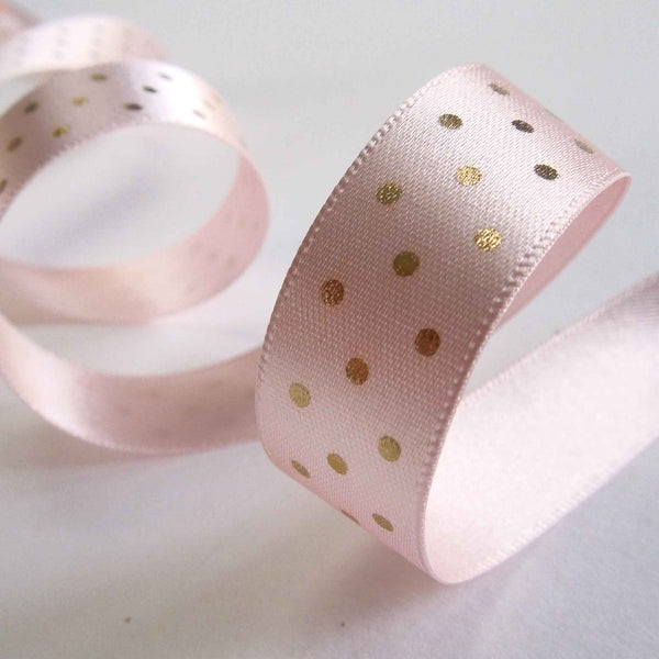 15mm Shimmer Spot Ribbon Pink/Gold - Berisfords