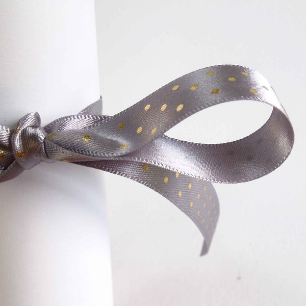 15mm Shimmer Spot Ribbon Slate Grey/Gold - Berisfords