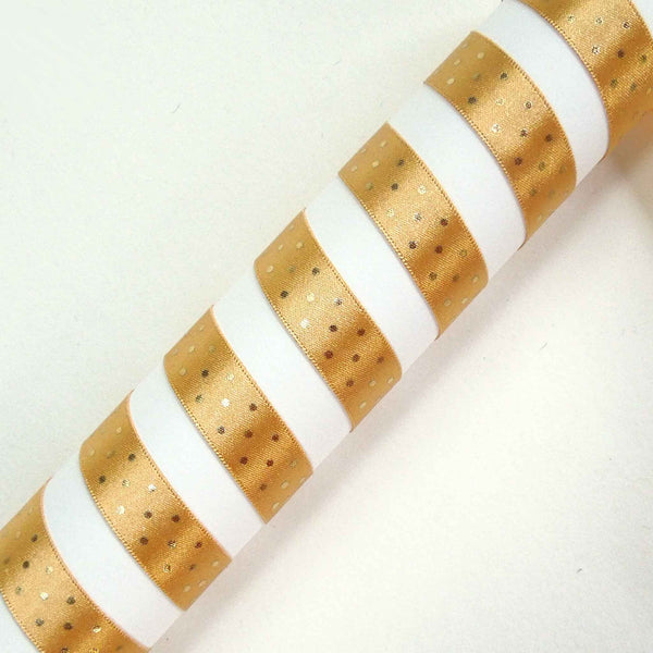 15mm Shimmer Spot Ribbon -Gold/Gold - Berisfords