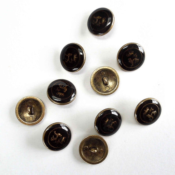 15mm Lion & Crown Shank Metal Buttons - Black and Gold