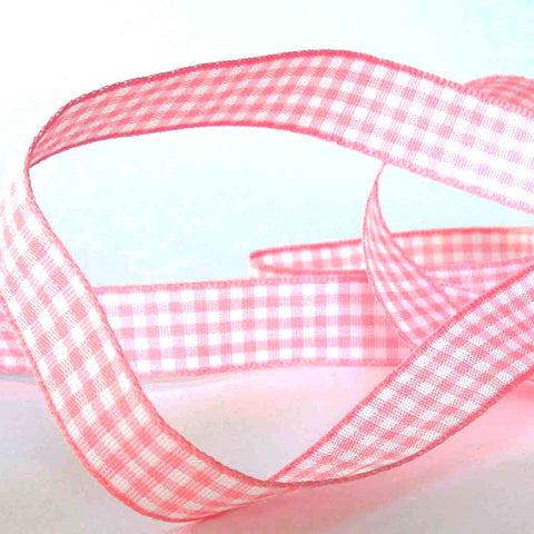 Gingham Ribbon - Rose Pink - Berisfords - 10mm