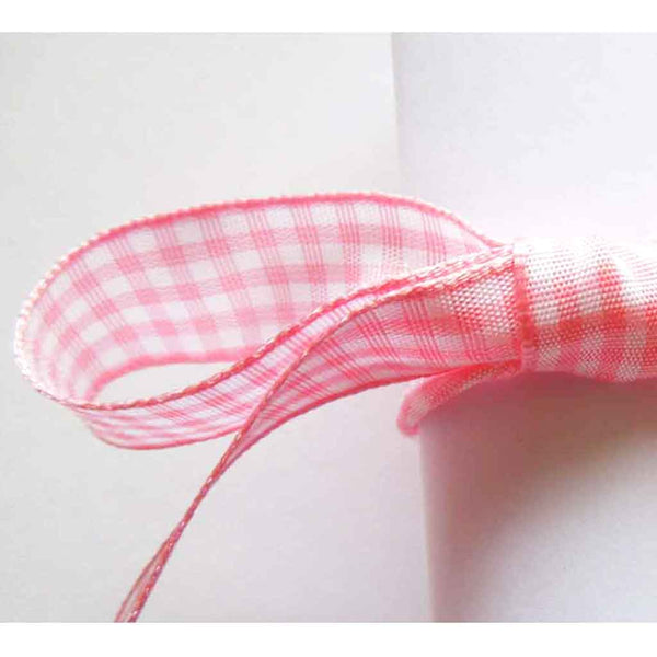 Gingham Ribbon - Rose Pink - Berisfords - 10mm
